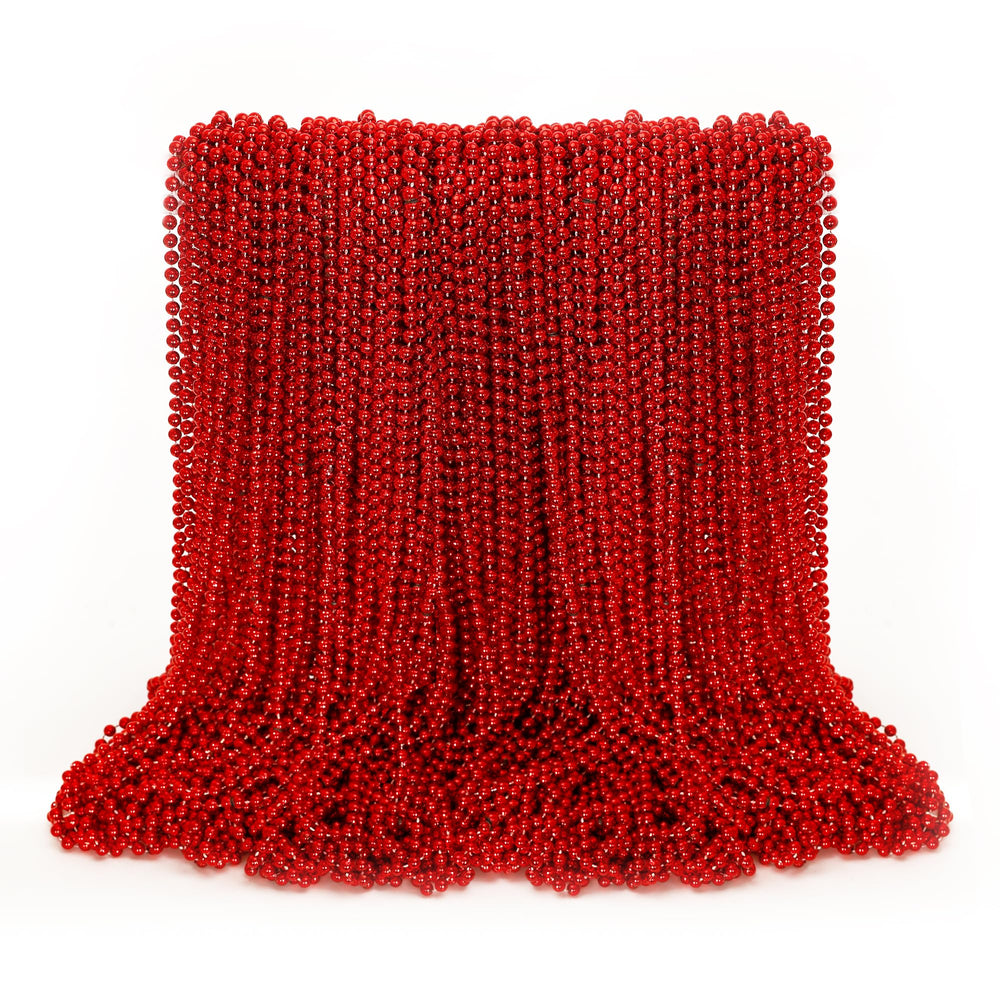 EOBOH Mardi Gras red bead necklace, 33-inch length, ideal for parades and decorations