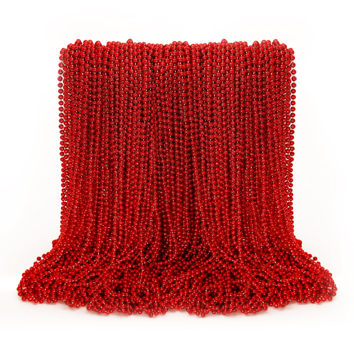EOBOH Mardi Gras red bead necklace, 33-inch length, ideal for parades and decorations