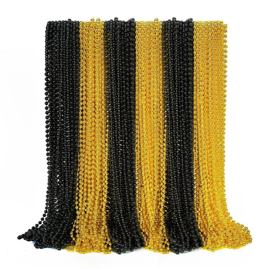 EOBOH New Year's Eve bead necklaces in gold and black, perfect for festive outfits.