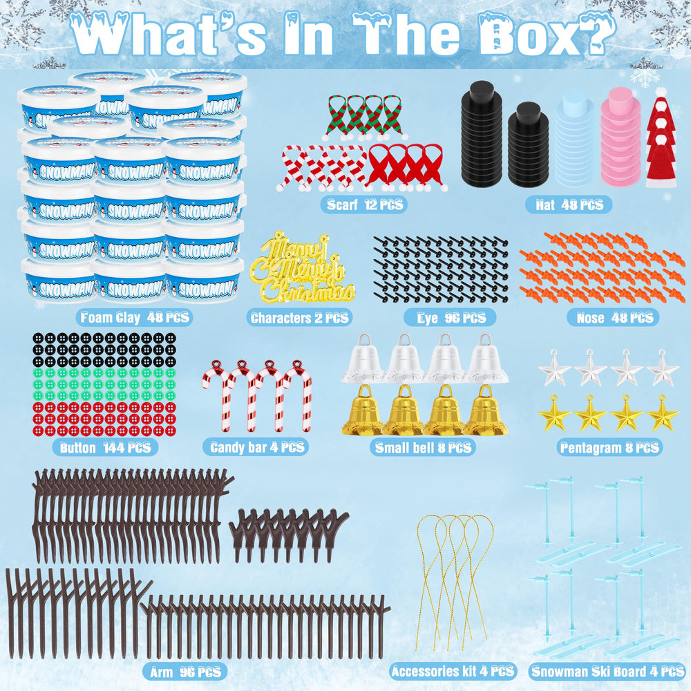 EOBOH snowman clay kit for kids, air-dry modeling that sets within 24 hours.
