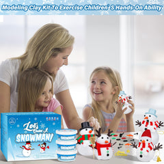 EOBOH snowman kit components arranged for easy kids crafts.