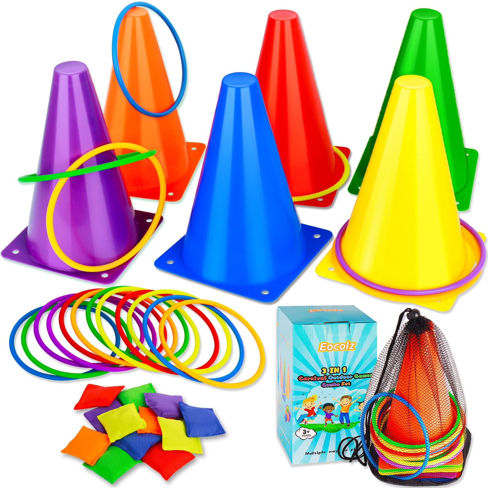 Eocolz 3-in-1 carnival cones for outdoor games and party activities.