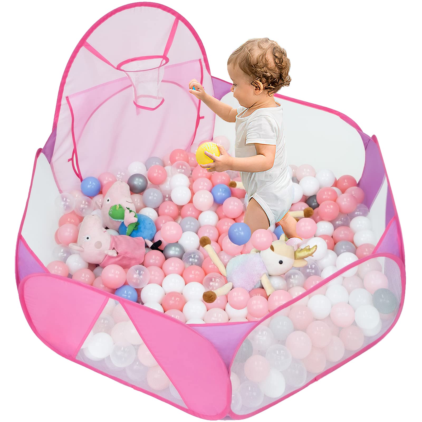 Eocolz ball pit with basketball hoop for active play