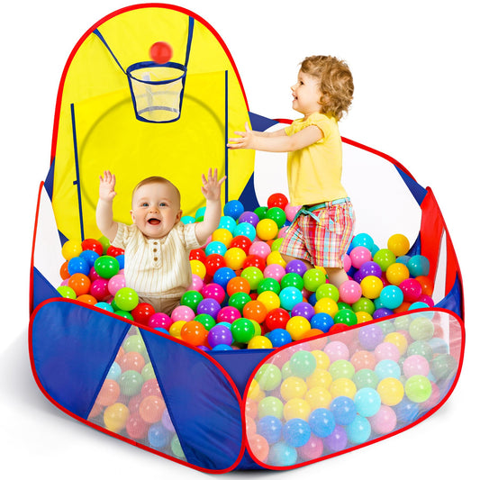 Eocolz kids ball pit in blue, yellow, and red for toddler playtime and sensory exploration