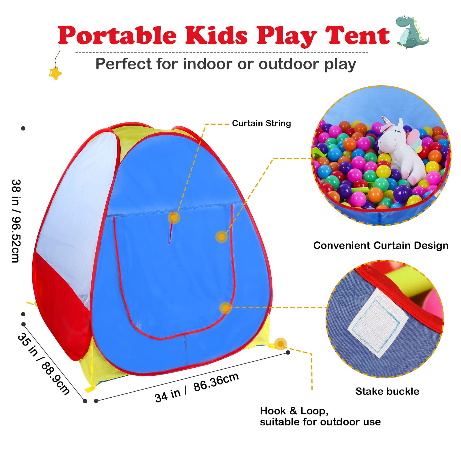 EocuSun play tent durable polyester fabric, easy to wipe and maintain.