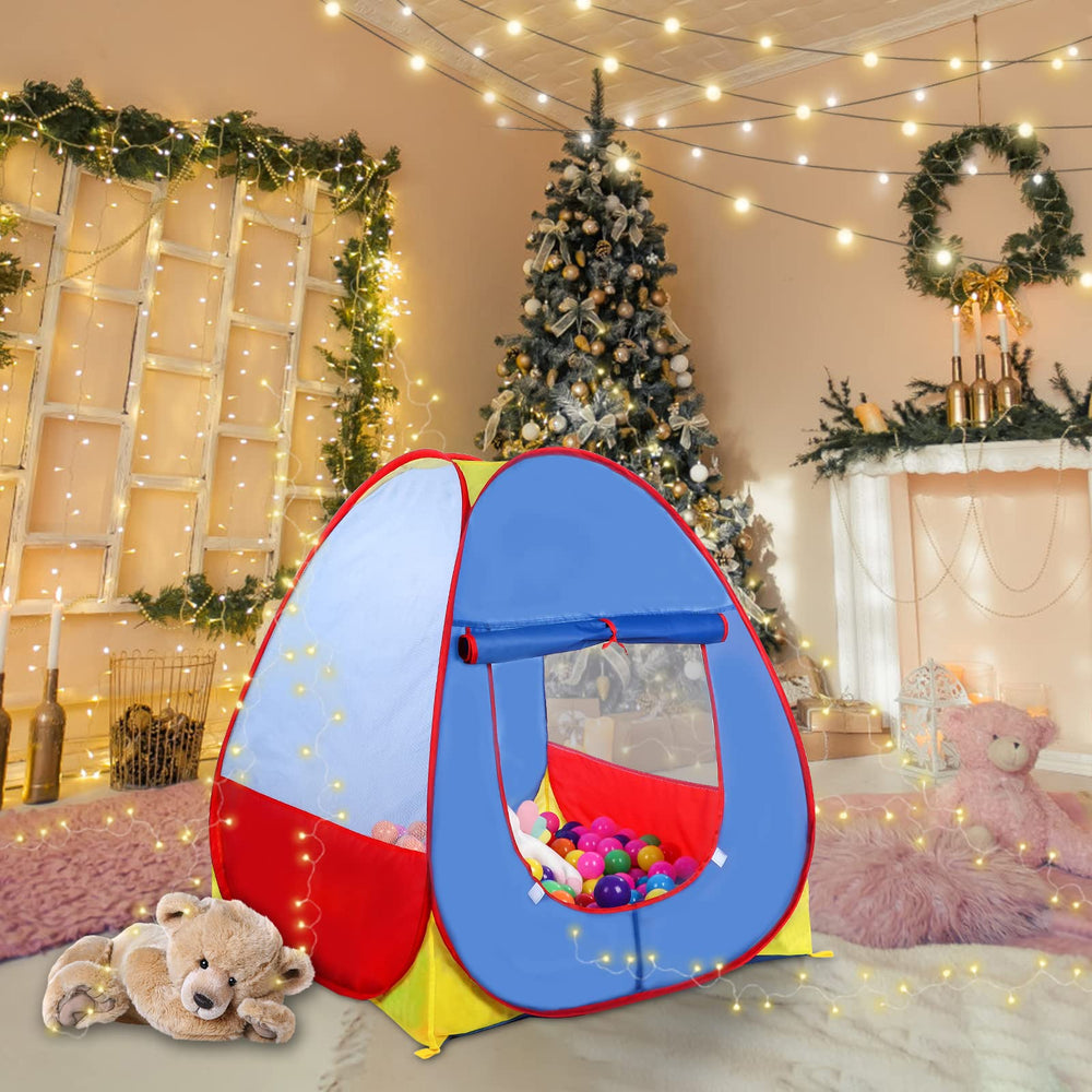EocuSun pop-up playhouse with mesh windows, bright colors spark imaginative play.