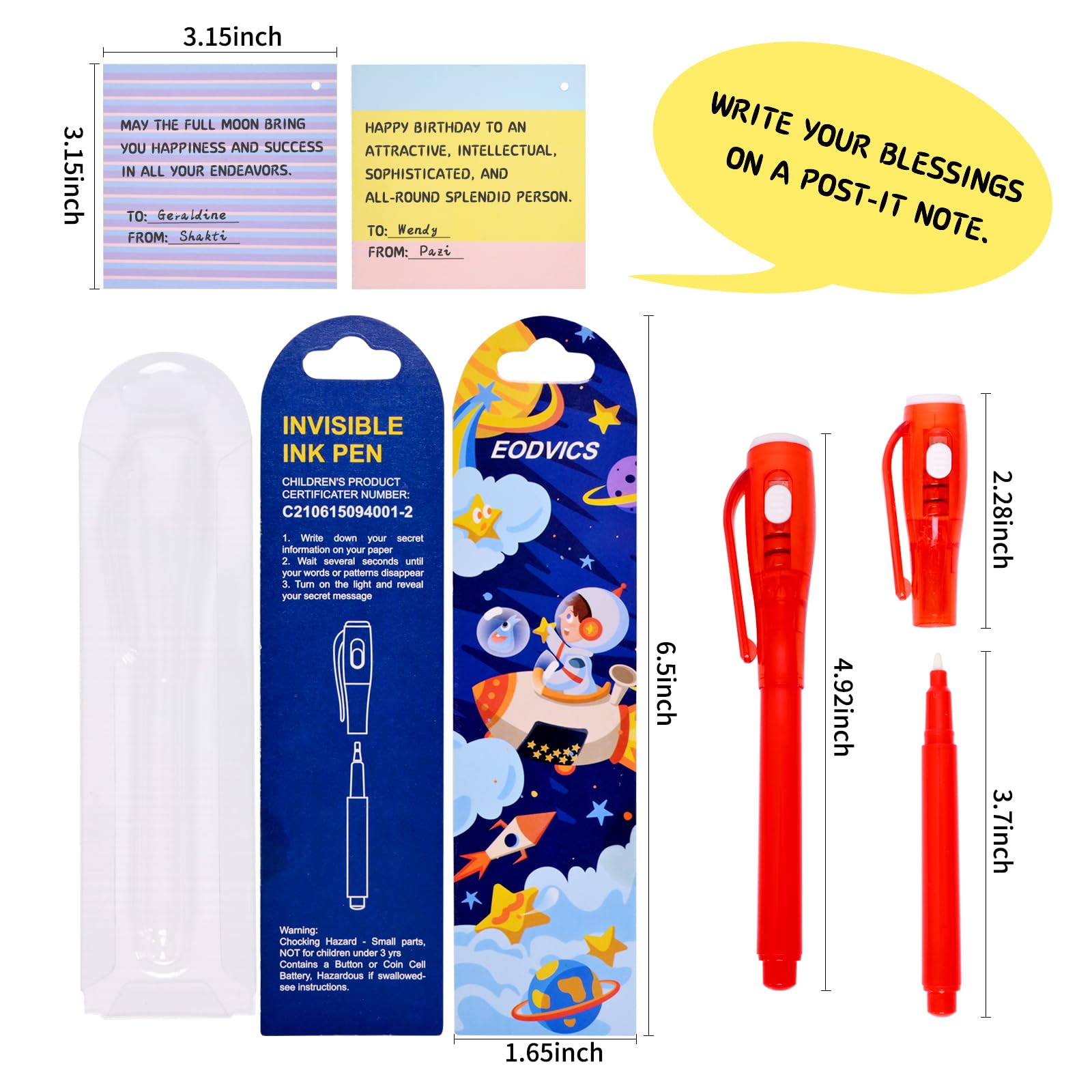 EODVICS UV light reveals invisible ink in six vivid colors.