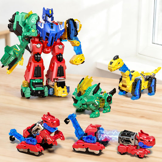 Eohemeral 6-in-1 dinosaur-to-robot assembly kit for imaginative play and learning.