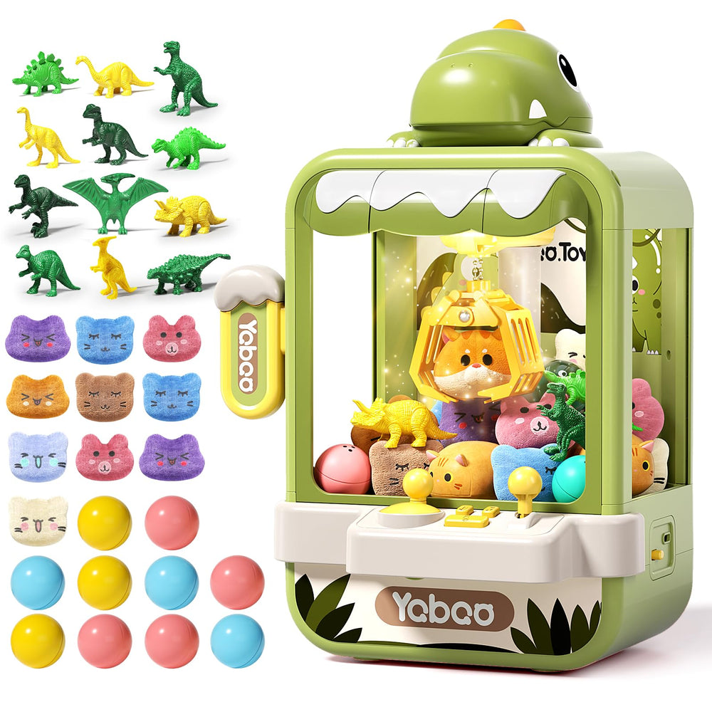 Eohemeral dinosaur claw machine front view with engaging arcade action for kids.