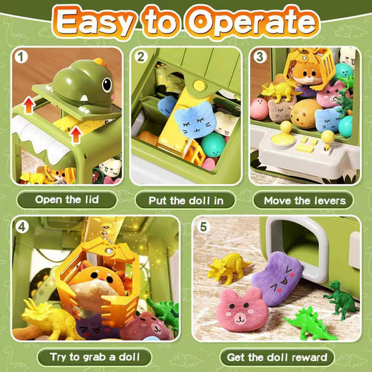 Eohemeral dinosaur claw machine top view highlights compact home design for play.