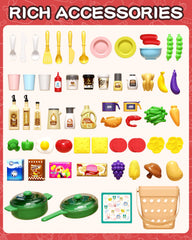 Eohemeral pink kitchen set helps kids learn colors and social play.