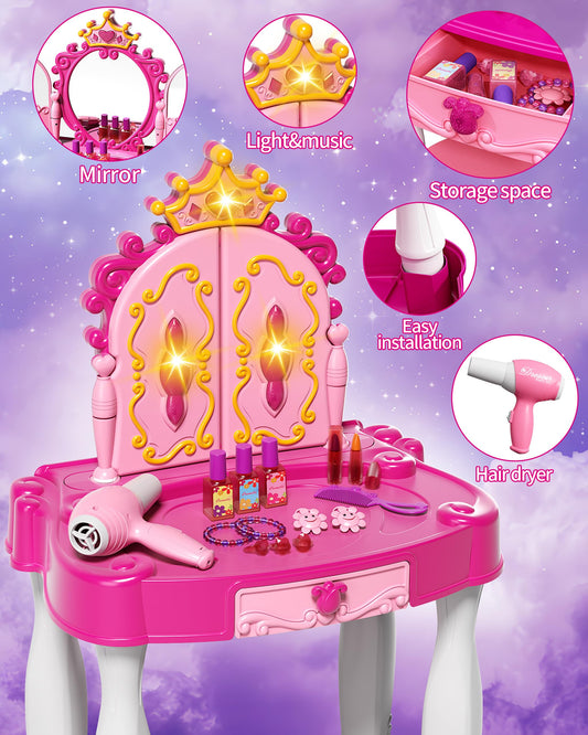Eohemeral makeup table chair for comfy pretend play sessions