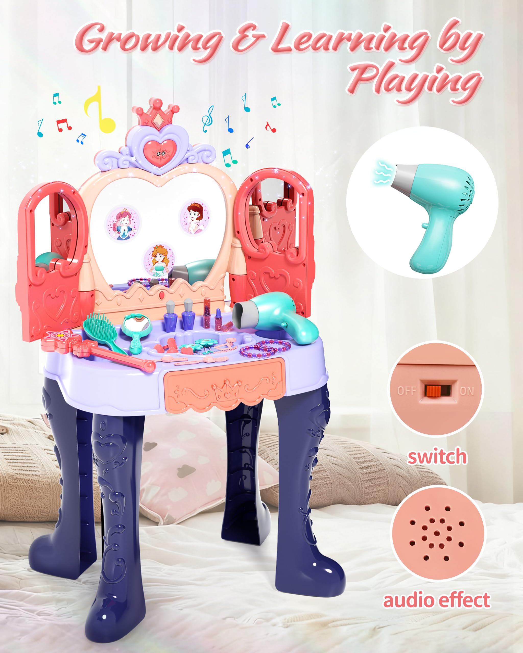 Eohemeral vanity set accessories add variety for creative dress-up.