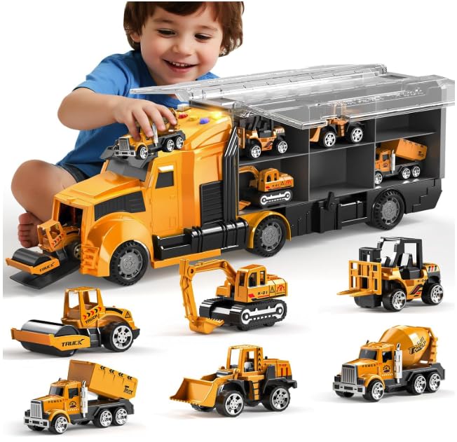 EoinMarie construction trucks with carrier truck for durable daily play