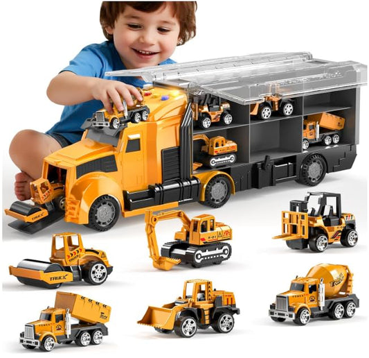 EoinMarie construction trucks with carrier truck for durable daily play