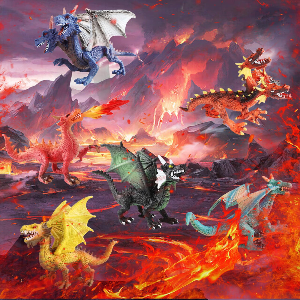 EOIVSH dragon figurines in varied styles and colors for creative storytelling and classroom decor.