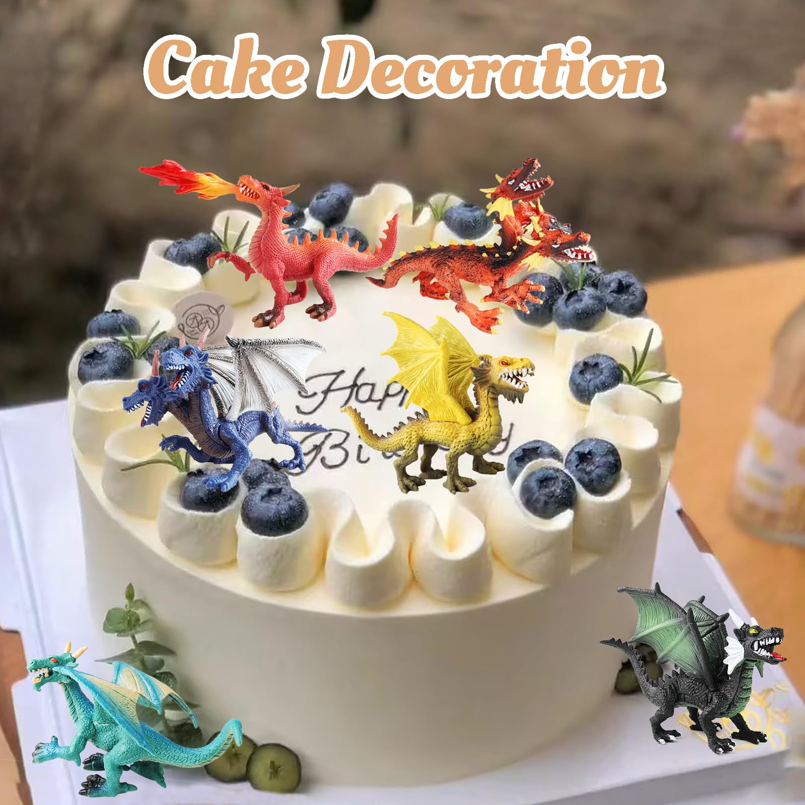 EOIVSH safe, durable PVC dragons ideal for cake toppers, bath toys, and display.