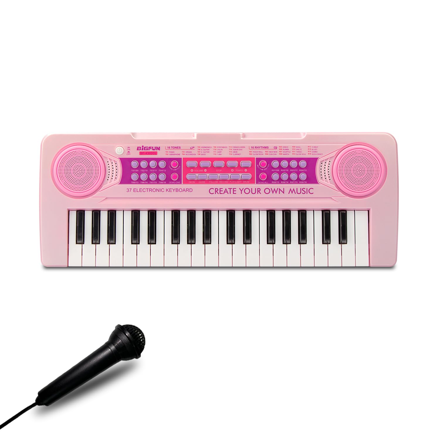 EOOLEOW pink kids piano with 37 keys ready for creative play and learning