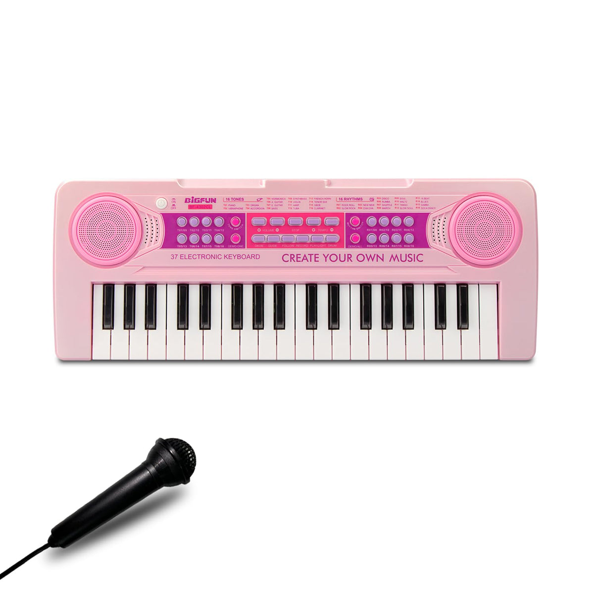 EOOLEOW pink kids piano with 37 keys ready for creative play and learning