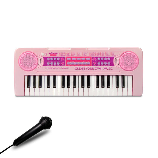 EOOLEOW pink kids piano with 37 keys ready for creative play and learning