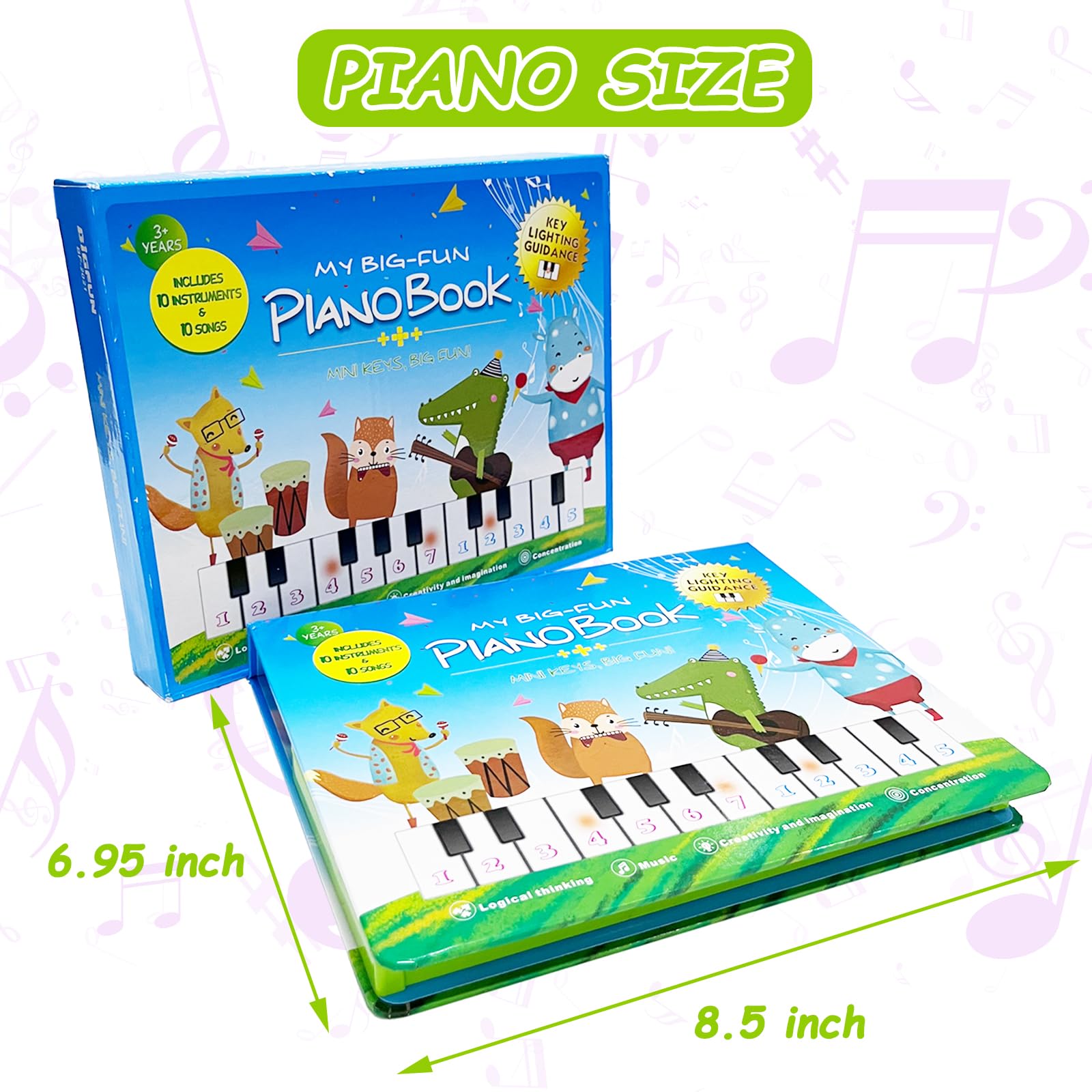 EOOLEOW Kids Piano Book Toy opened book view showing interactive piano feature