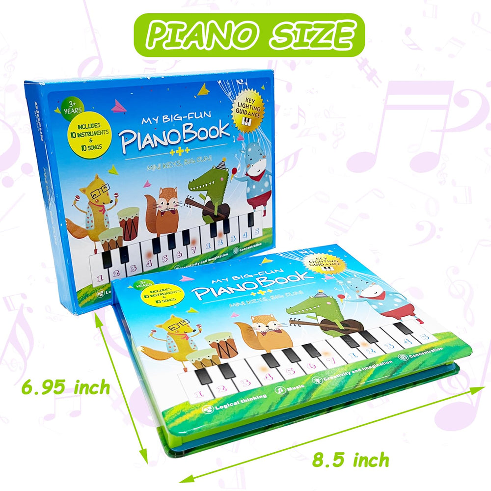 EOOLEOW Kids Piano Book Toy opened book view showing interactive piano feature
