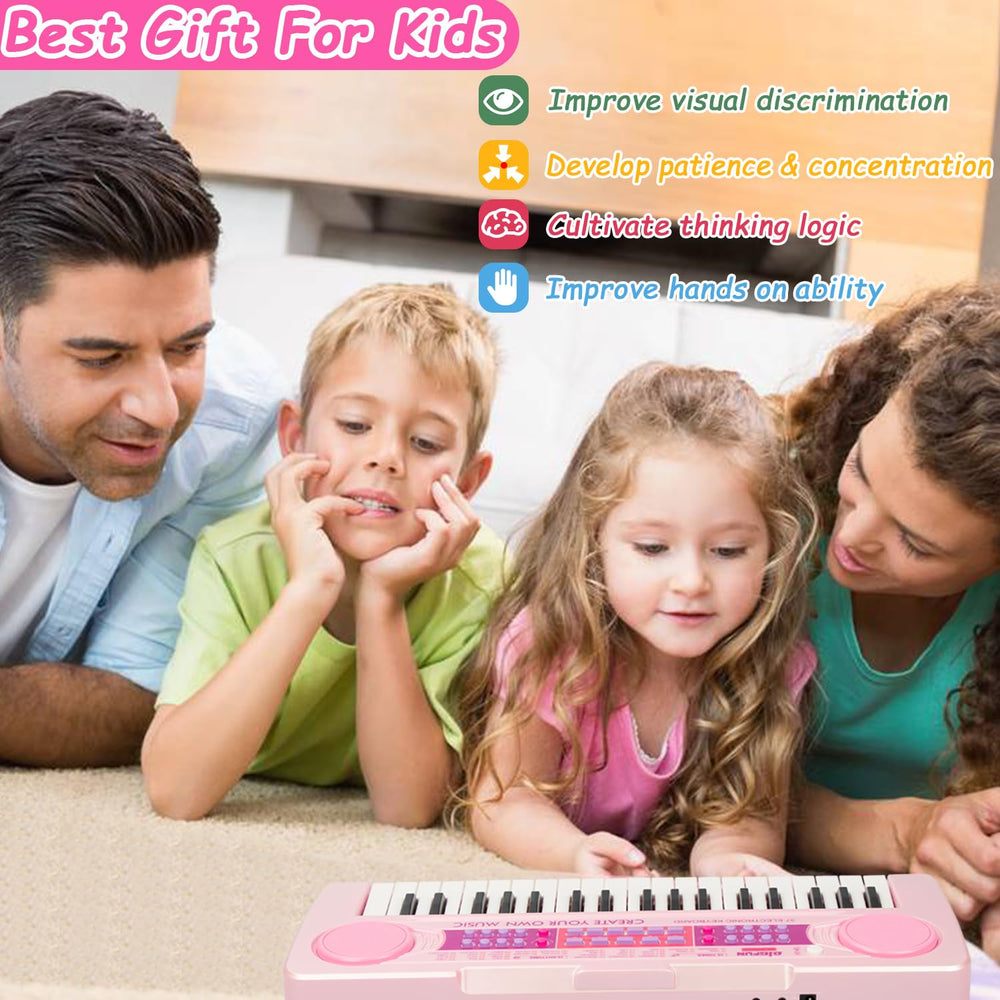 EOOLEOW portable pink learning piano suitable for indoor and outdoor use
