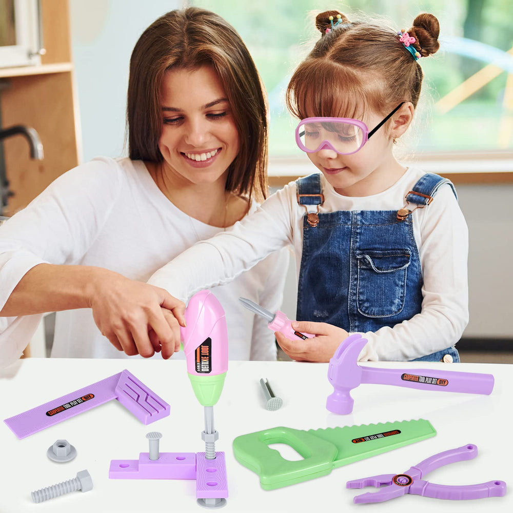 EP EXERCISE N PLAY toy drill demonstrates pretend function to boost fine motor skills during play.