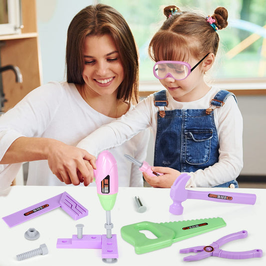 EP EXERCISE N PLAY toy drill demonstrates pretend function to boost fine motor skills during play.
