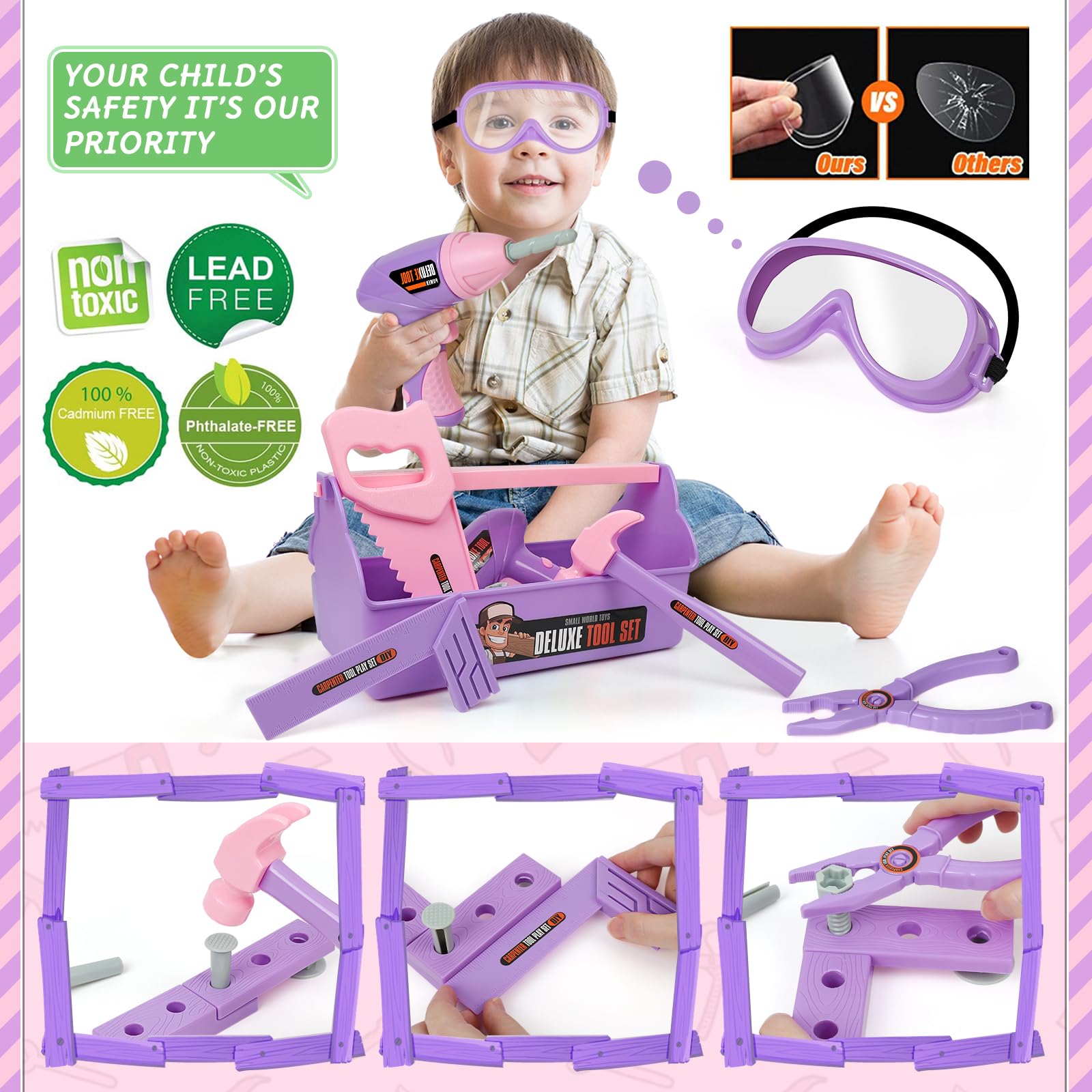 EP EXERCISE N PLAY kid-size safety goggles for bright, kid-friendly protection during pretend projects