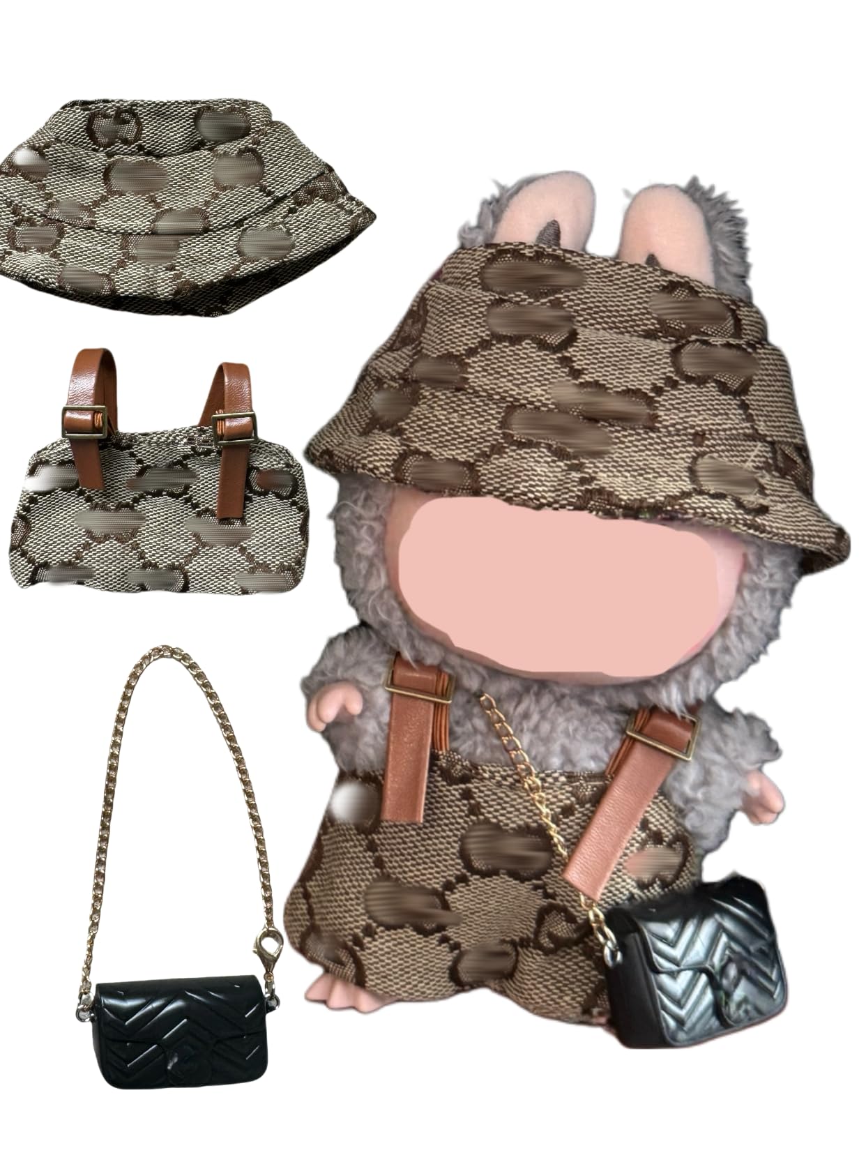 Epekkr 17cm doll clothes brown outfit with hat and bag for quick dress-up sessions