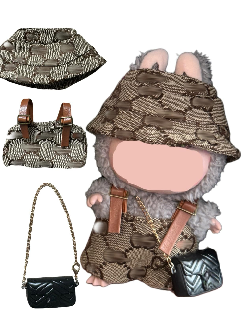 Epekkr 17cm doll clothes brown outfit with hat and bag for quick dress-up sessions