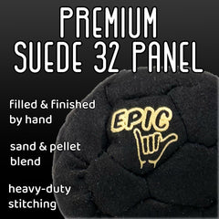 Epic Footbags hand-filled 32-panel construction offers balanced weight for smooth stalls.