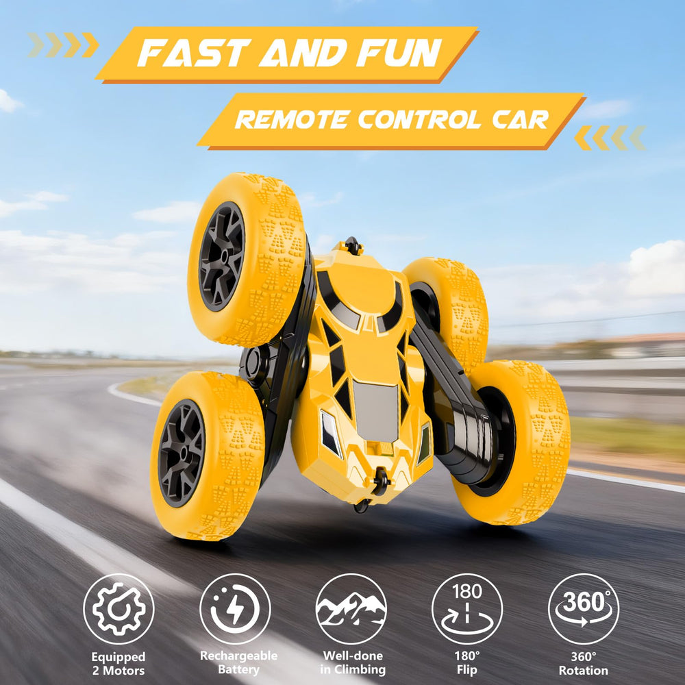 EPIMA RC car with a double-sided shell for clear visibility during stunts