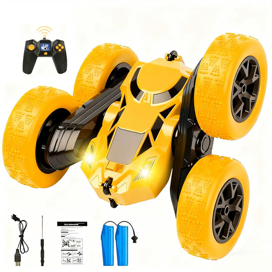 EPIMA remote control car performing a 360-degree flip for indoor and outdoor play