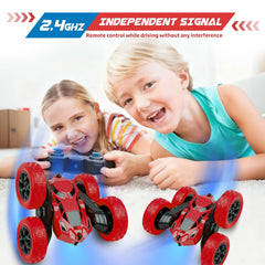 EPIMA RC car top view highlights 360° spins feature.