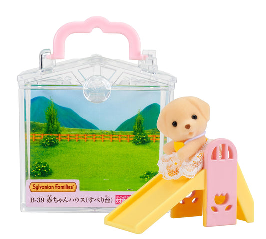Epoch Sylvanian Families Baby House Slide B-39 front view for imaginative play.