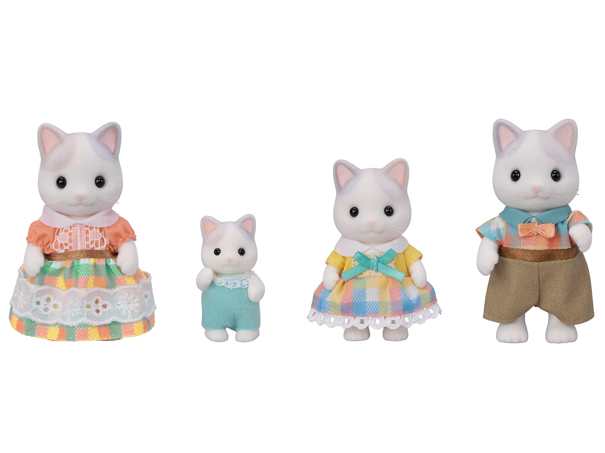 Epoch Sylvanian Families Latte Cat Girl doll ready for plates and snacks.