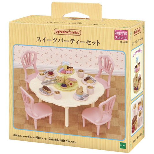 Epoch Sylvanian Families 30-piece sweets accessories set adds charming detail for pretend tea parties.