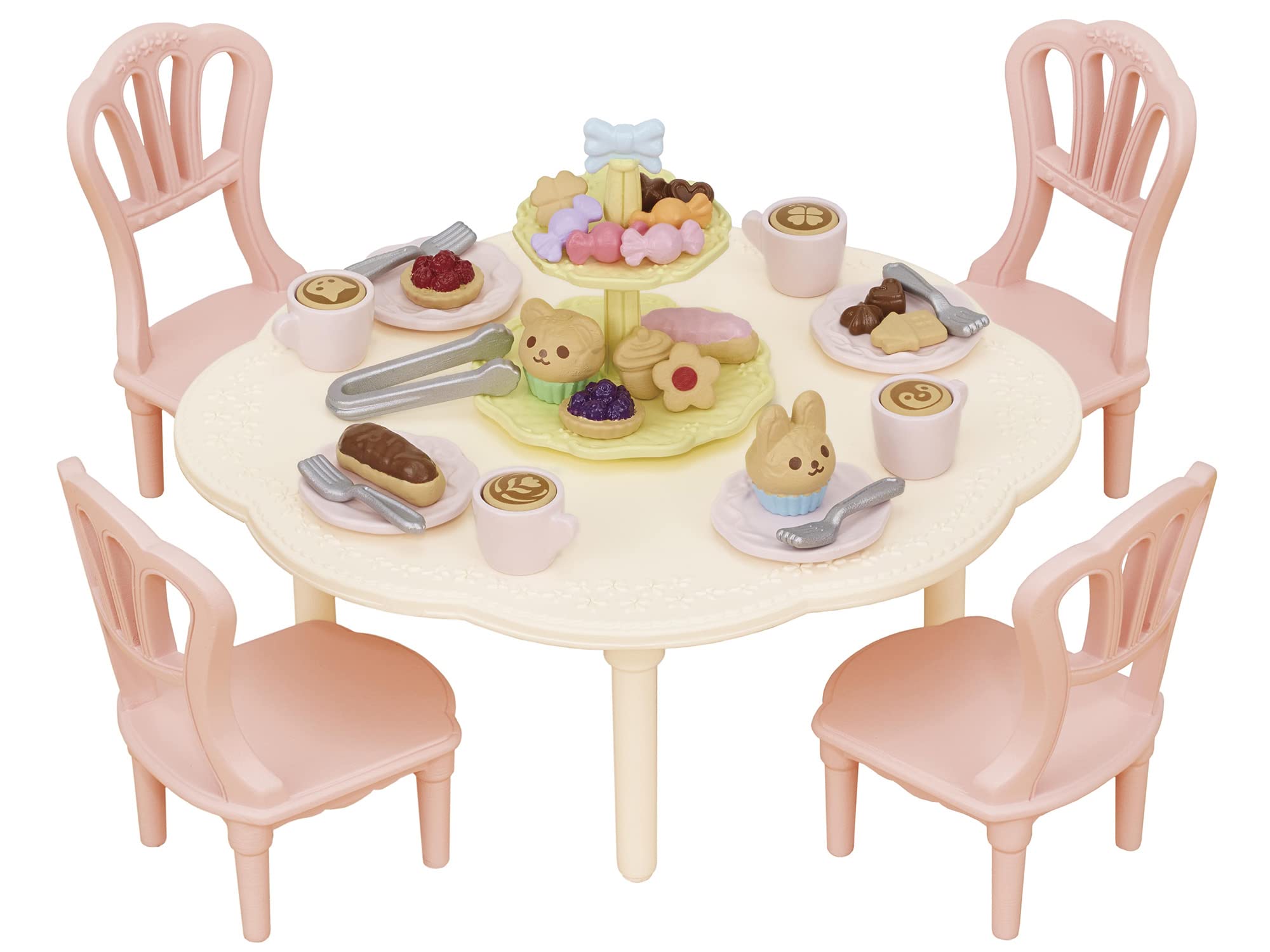 Epoch Sylvanian Families sweets party table shown with colorful treats for imaginative play.