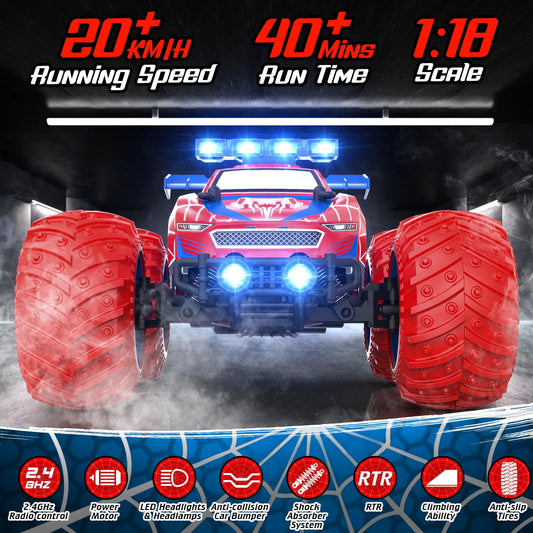 EpochAir 1:18 RC car headlights guide the road at dusk