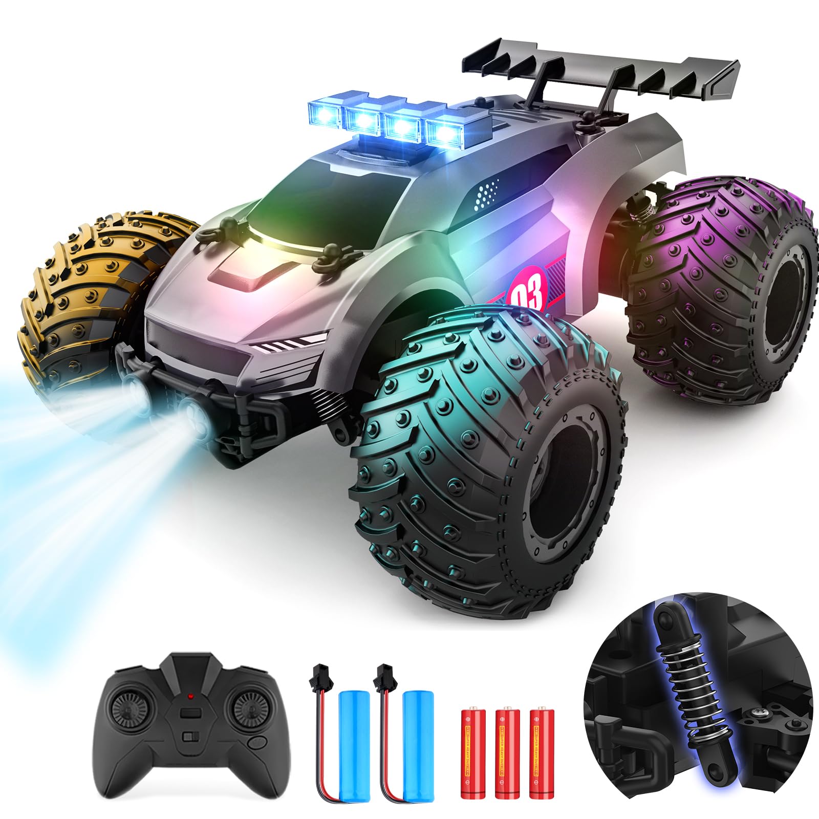 EpochAir remote control car top view showing compact design for easy storage