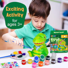 EPUMP dinosaur lamp palette and brushes with vibrant paints for coloring