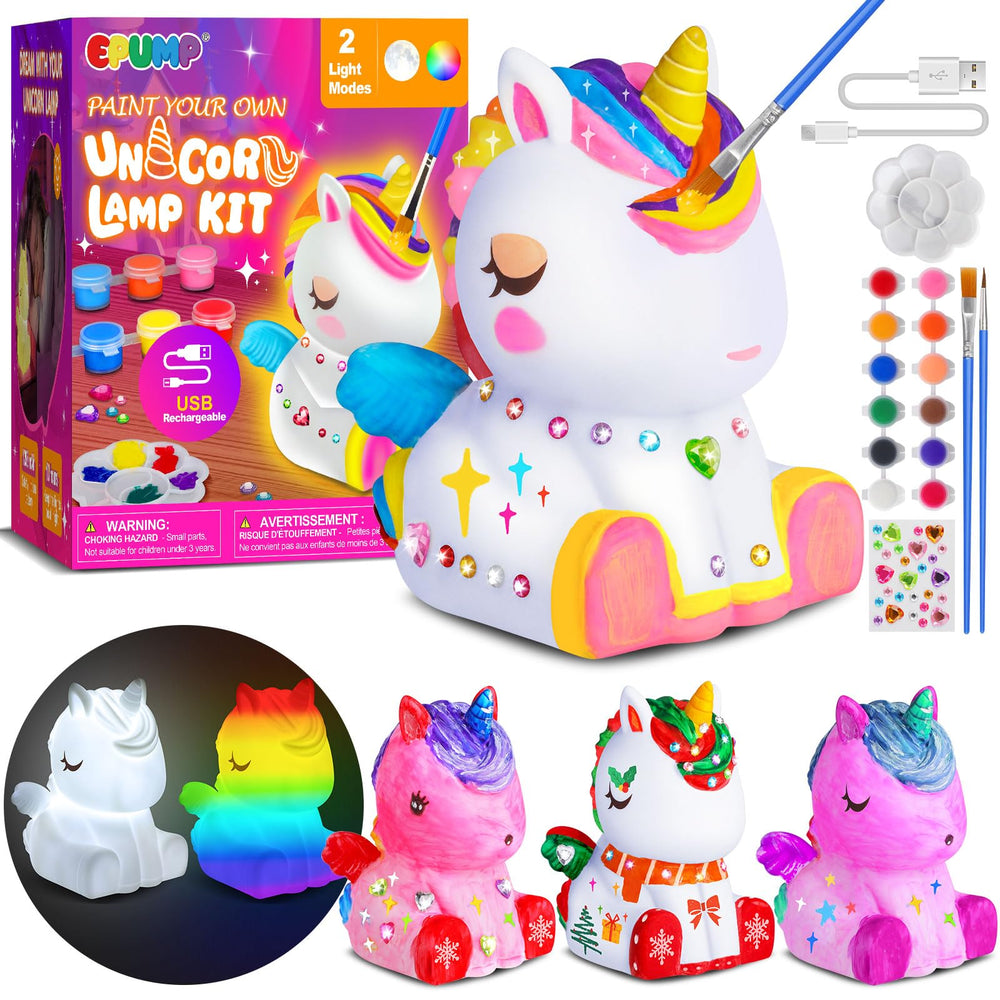 EPUMP Paint Your Own Lamp Kit unicorn lamp box ready for a creative painting project
