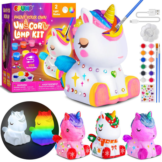 EPUMP Paint Your Own Lamp Kit unicorn lamp box ready for a creative painting project