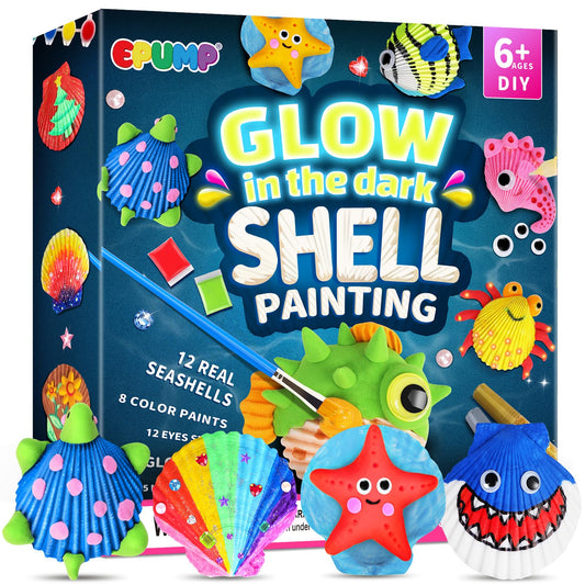 EPUMP shell painting kit glows in the dark for magical night-time artwork.