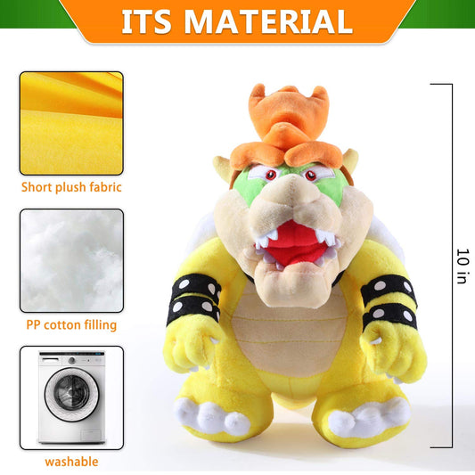 Equasis Bowser Plush side view highlights compact, travel-ready size for adventures.