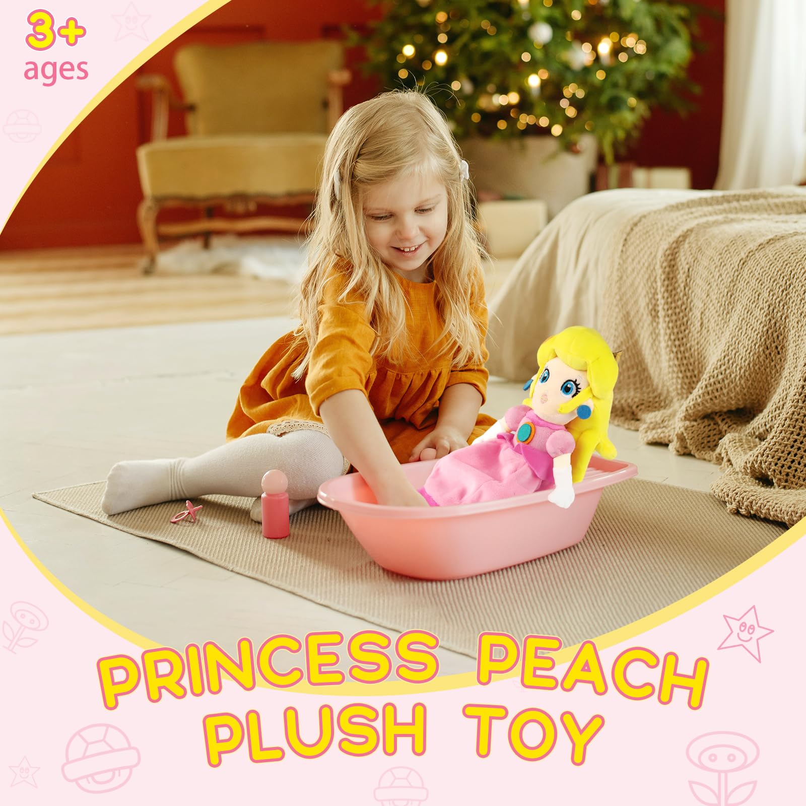 Equasis Princess Peach plush stitching detail, durable design for daily use