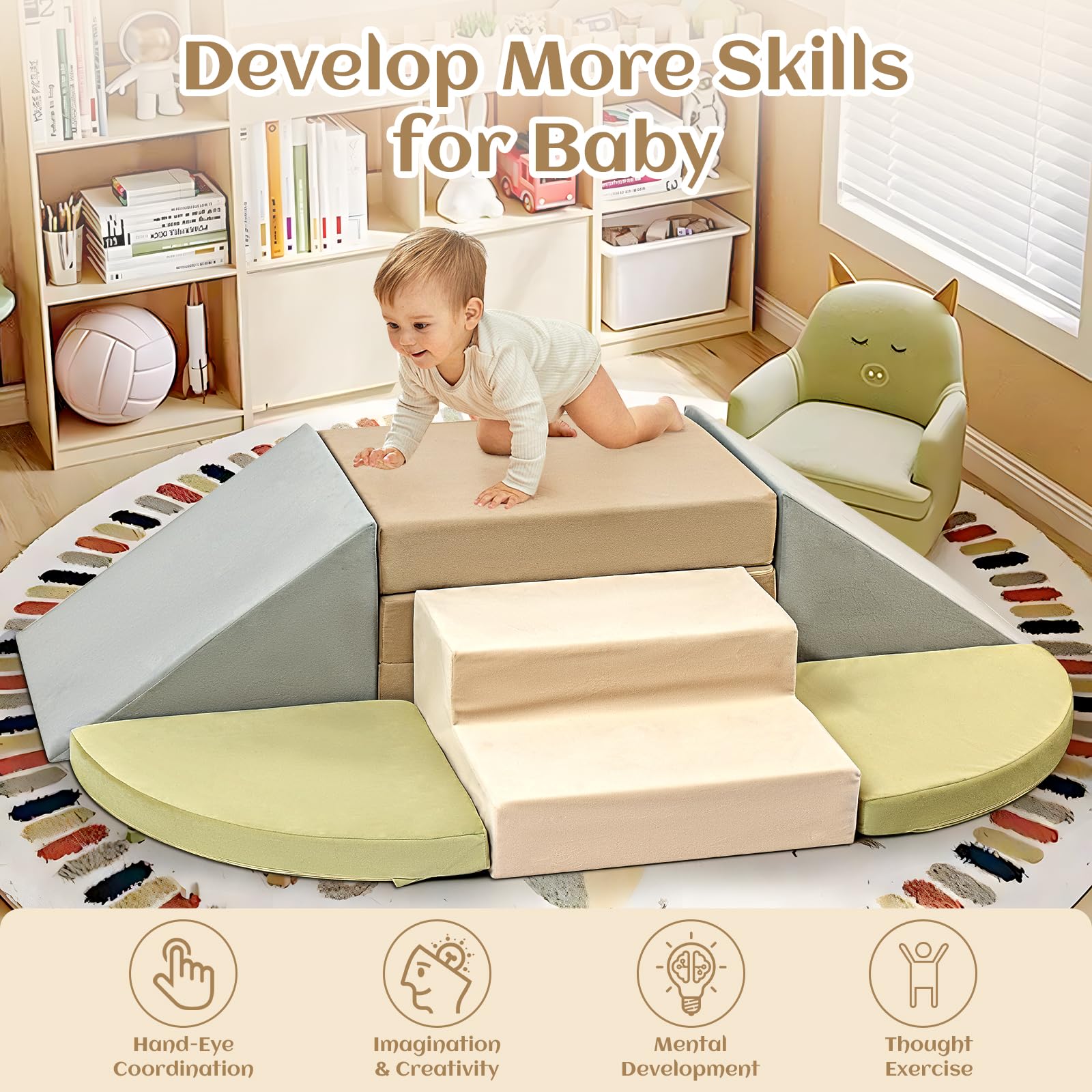 Erament foam climbing blocks for toddlers—soft, durable blocks for safe crawling and stacking