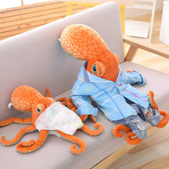 ERDAO octopus plush among pillows creates cute bedroom decor